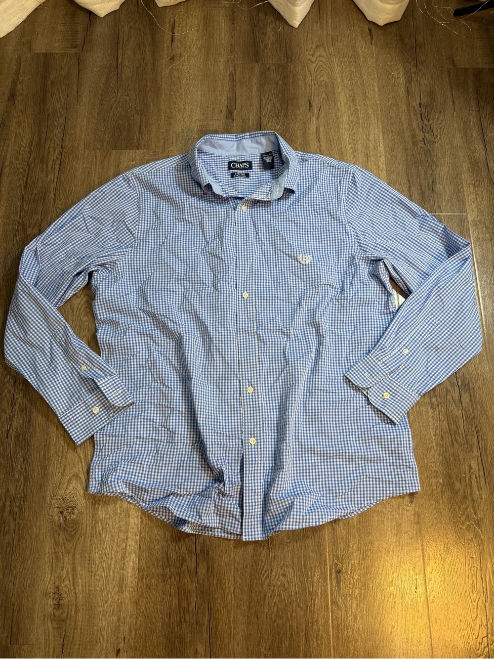 Chaps Men's Light Blue Gingham Button-Down Shirt